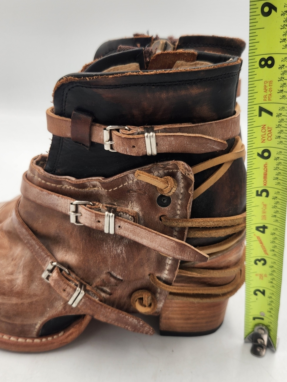 Freebird Carter Stack Heel Ankle Boot Brown Strappy Boho Womens 10 Buckle Straps - Picture 14 of 14